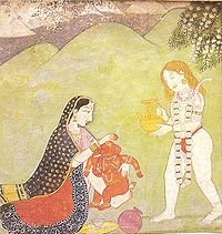 Parwati dan Siwa memandikan Ganesa